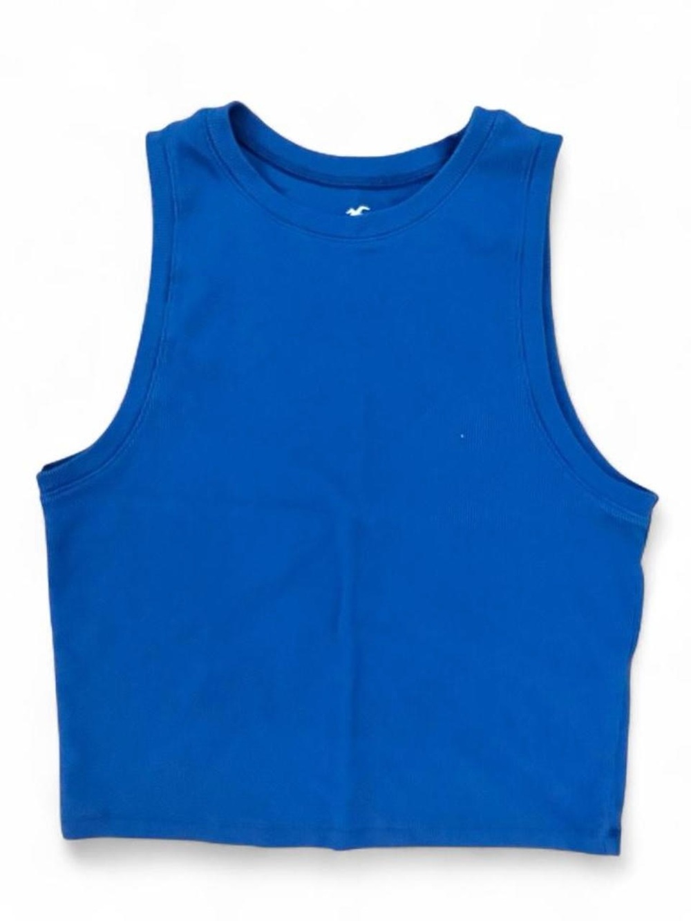 Hollister blue ribbed cropped summer tank top Sz XL